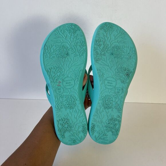 Oka B Ryann Star Fish Embellished Flip Flops Sea Glass Beach Vacation Size 7 - Picture 9 of 12